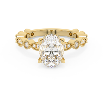 Emerald Solitaire Lab Grown Diamond Engagement Ring