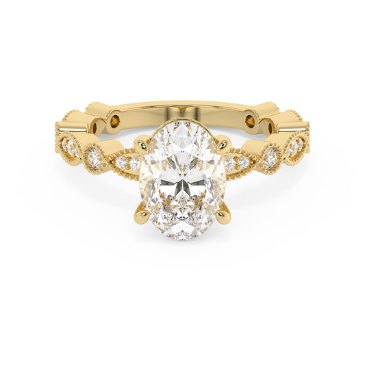 Emerald Solitaire Lab Grown Diamond Engagement Ring