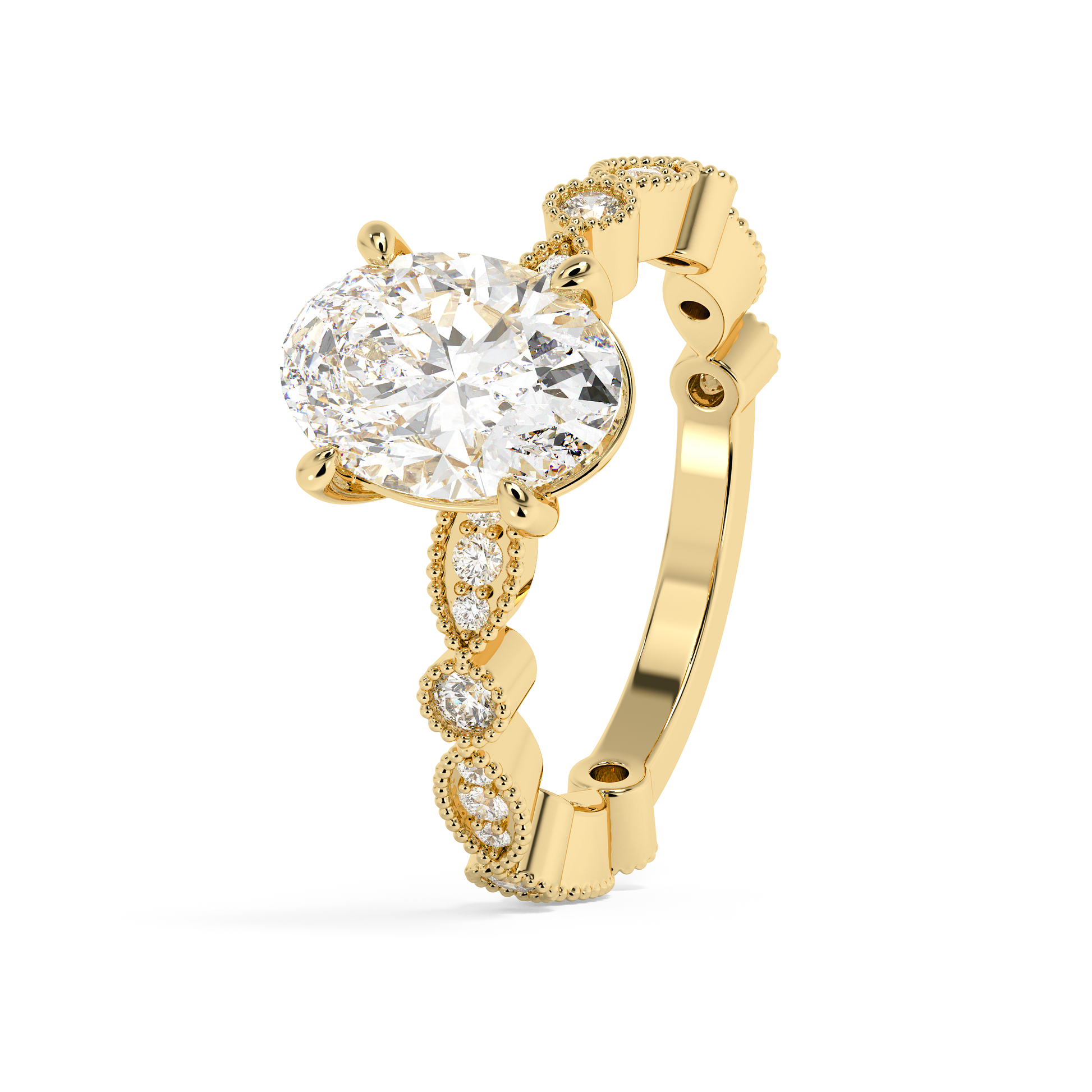Emerald Solitaire Lab Grown Diamond Engagement Ring
