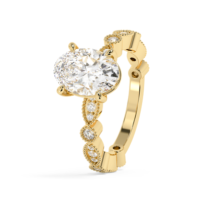 Emerald Solitaire Lab Grown Diamond Engagement Ring