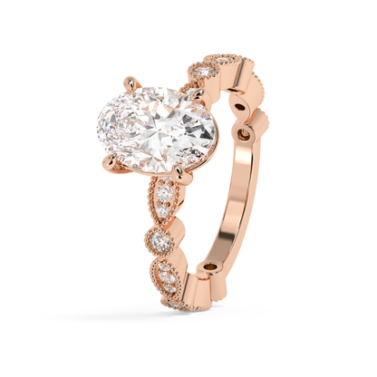 Emerald Solitaire Lab Grown Diamond Engagement Ring