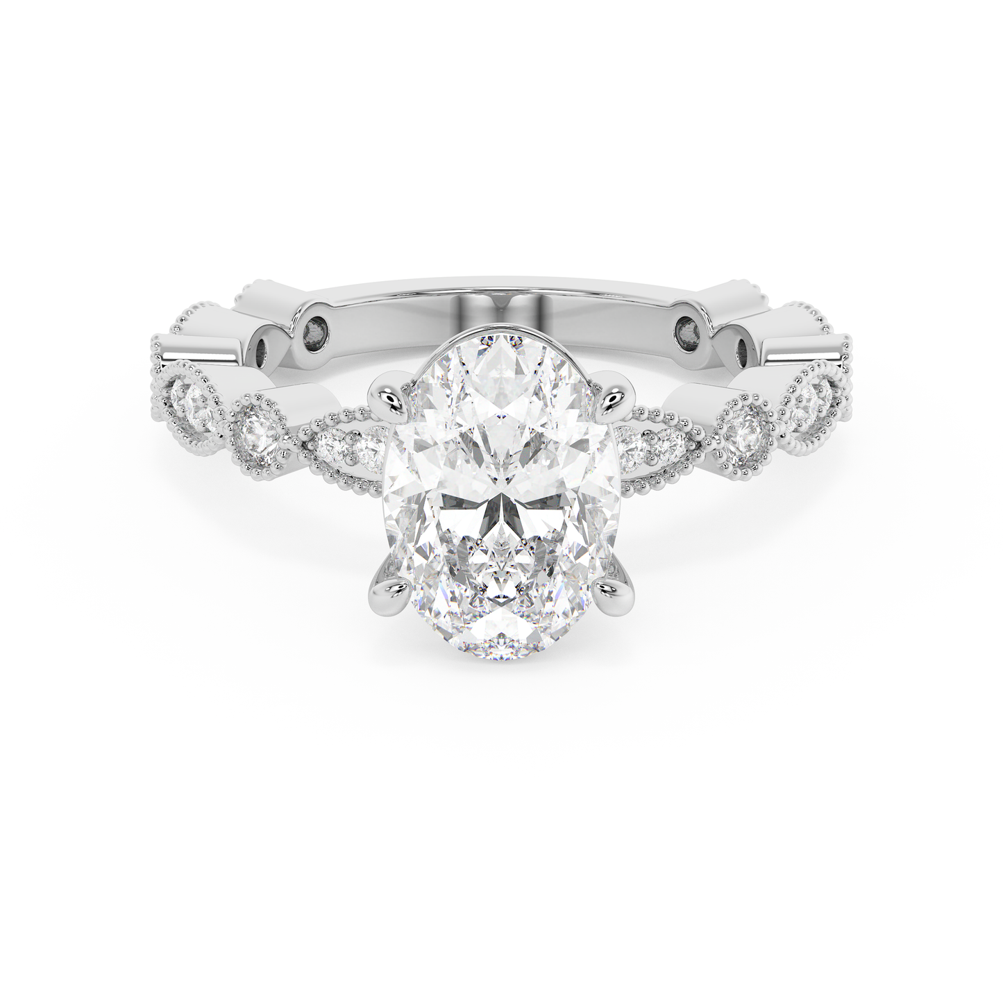 Emerald Solitaire Lab Grown Diamond Engagement Ring