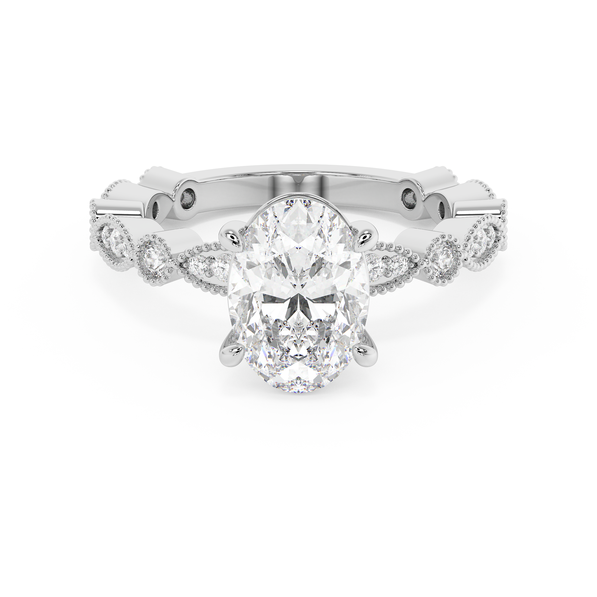Emerald Solitaire Lab Grown Diamond Engagement Ring