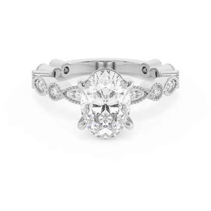 Emerald Solitaire Lab Grown Diamond Engagement Ring