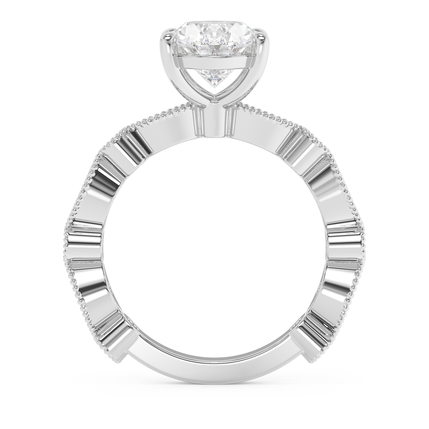 Emerald Solitaire Lab Grown Diamond Engagement Ring