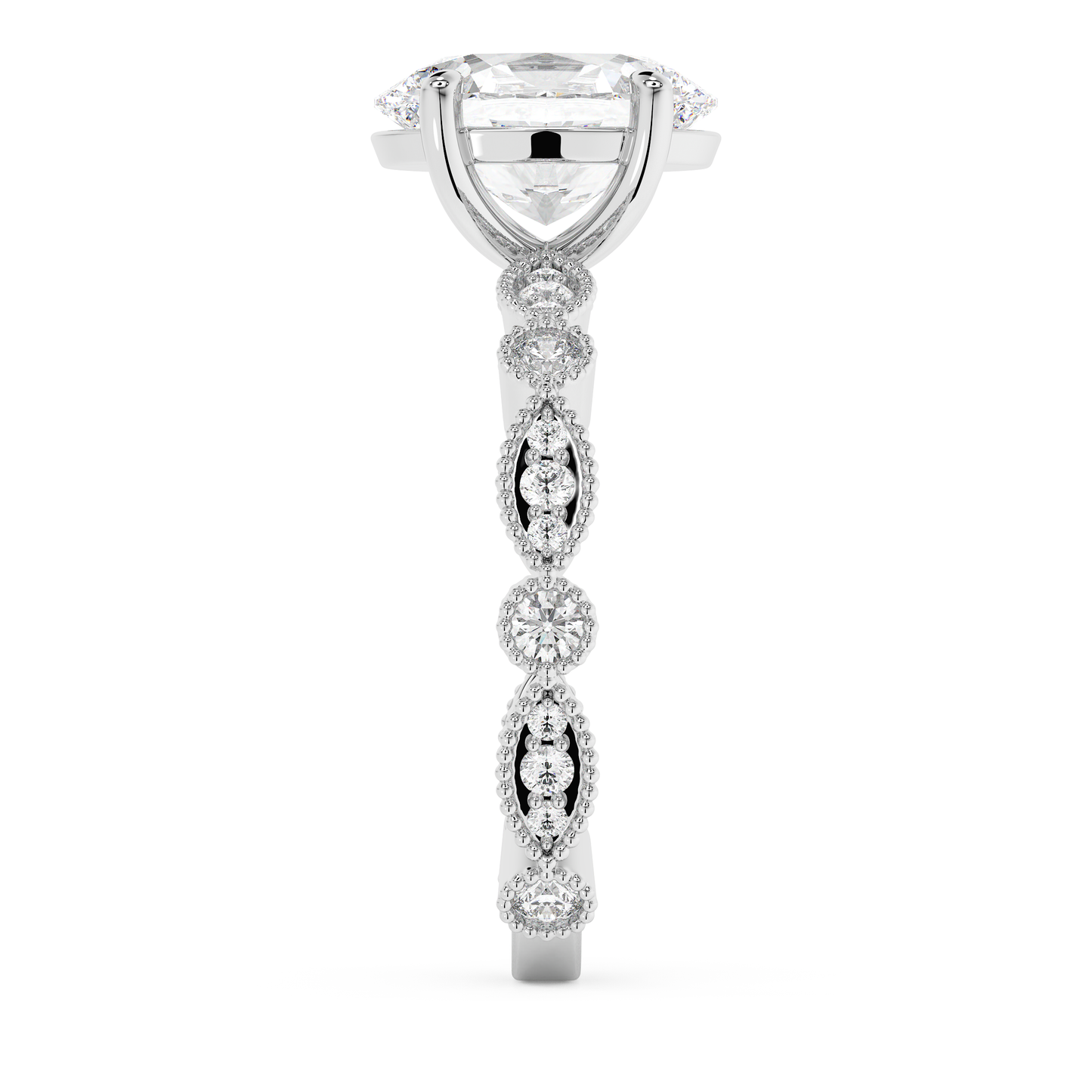 Emerald Solitaire Lab Grown Diamond Engagement Ring