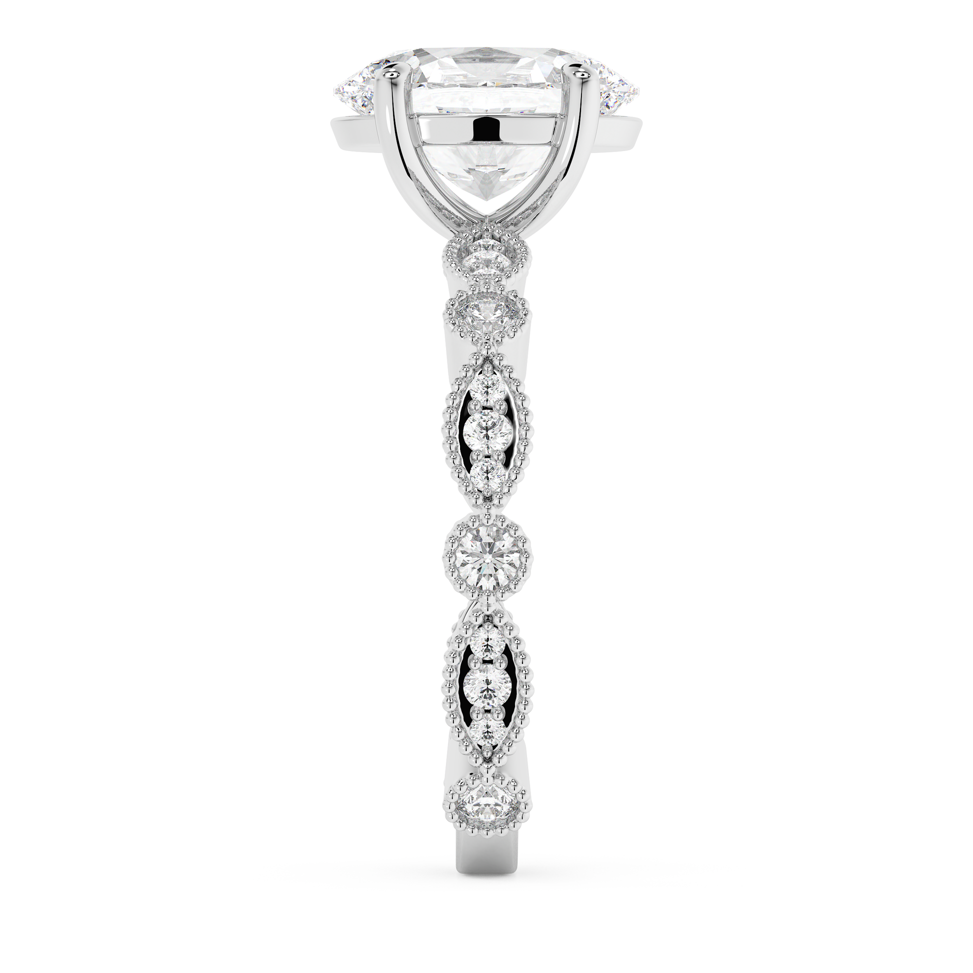 Emerald Solitaire Lab Grown Diamond Engagement Ring