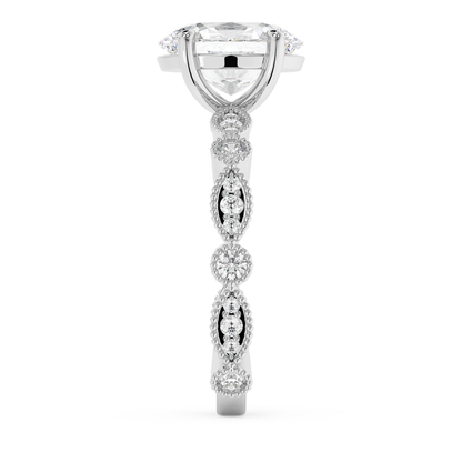Emerald Solitaire Lab Grown Diamond Engagement Ring