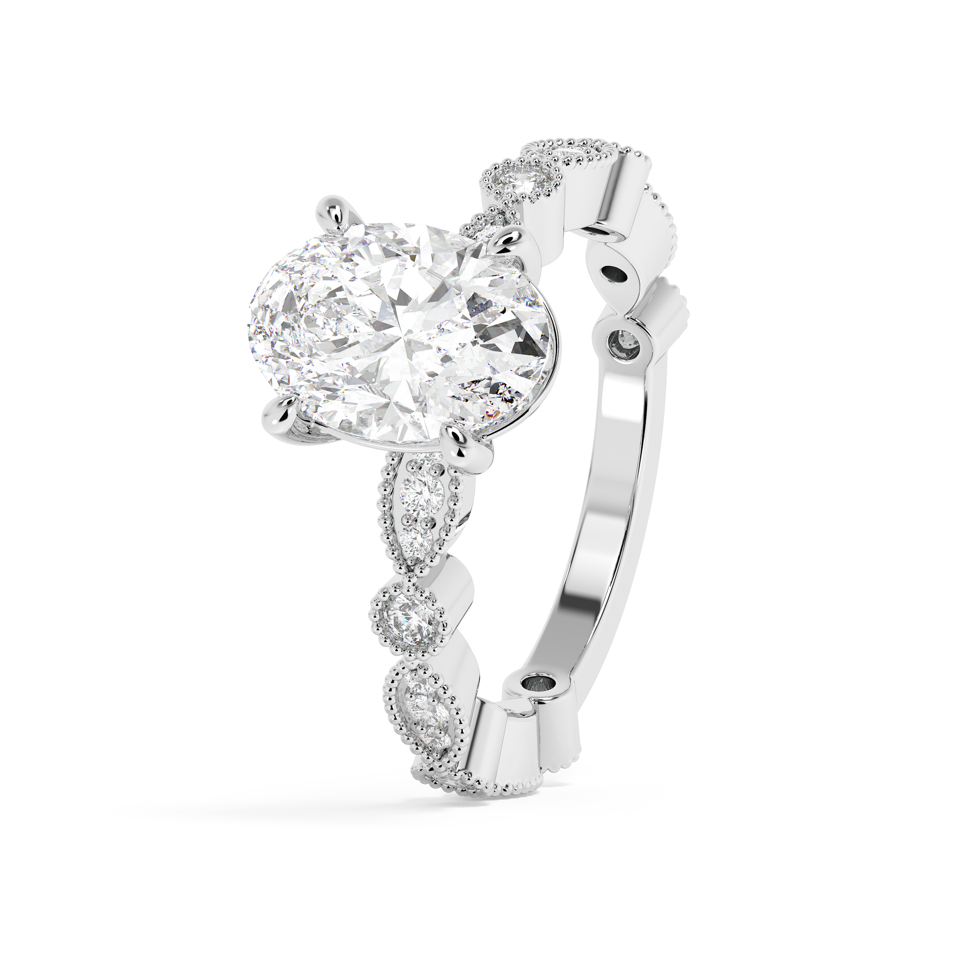 Emerald Solitaire Lab Grown Diamond Engagement Ring