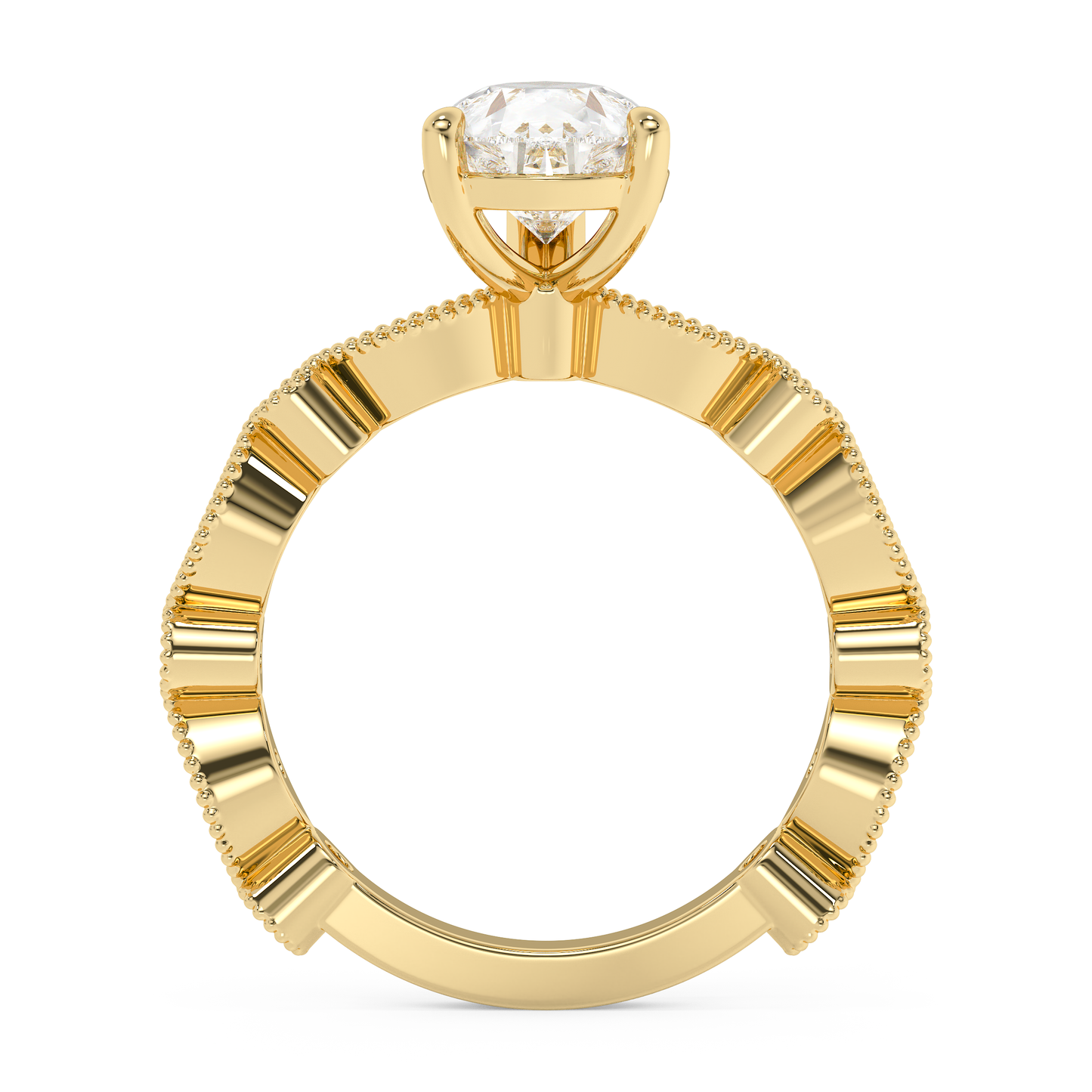 Emerald Solitaire Lab Grown Diamond Engagement Ring