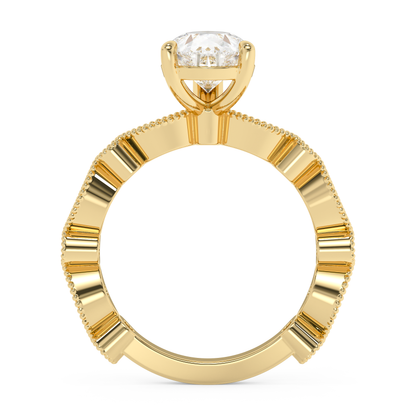Emerald Solitaire Lab Grown Diamond Engagement Ring