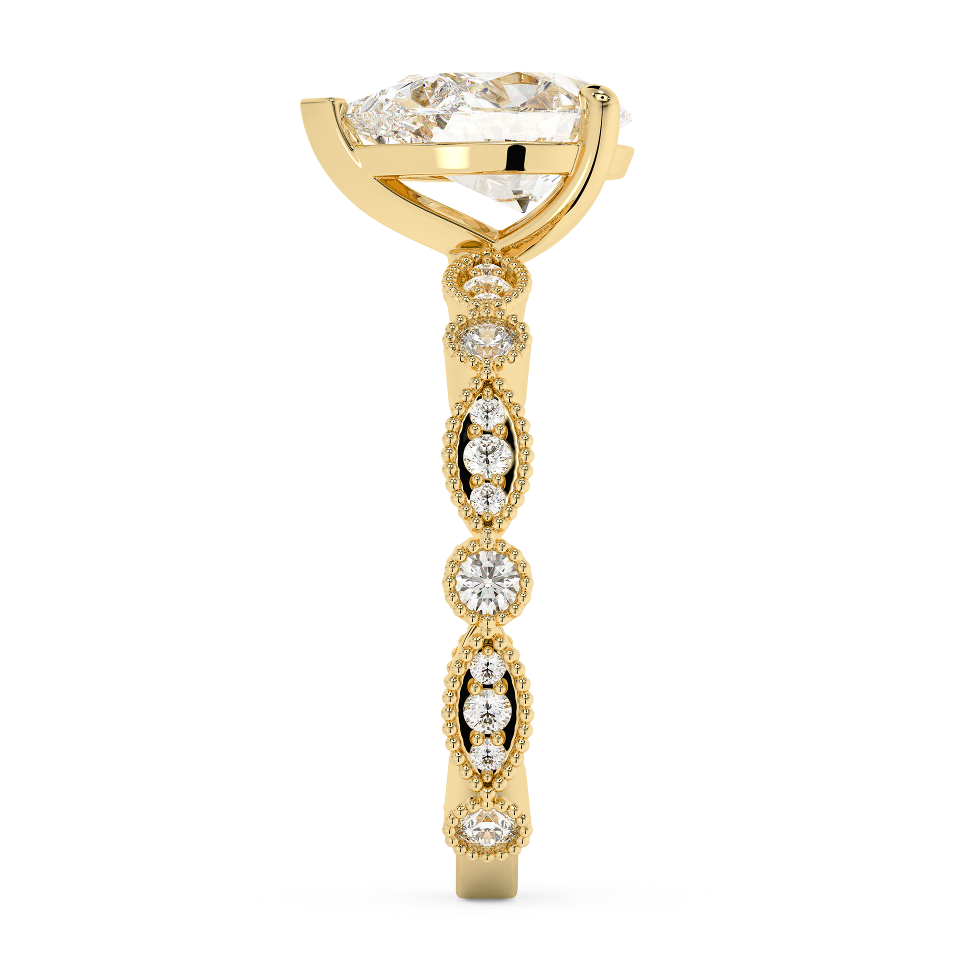 Emerald Solitaire Lab Grown Diamond Engagement Ring