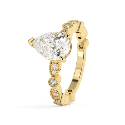 Emerald Solitaire Lab Grown Diamond Engagement Ring
