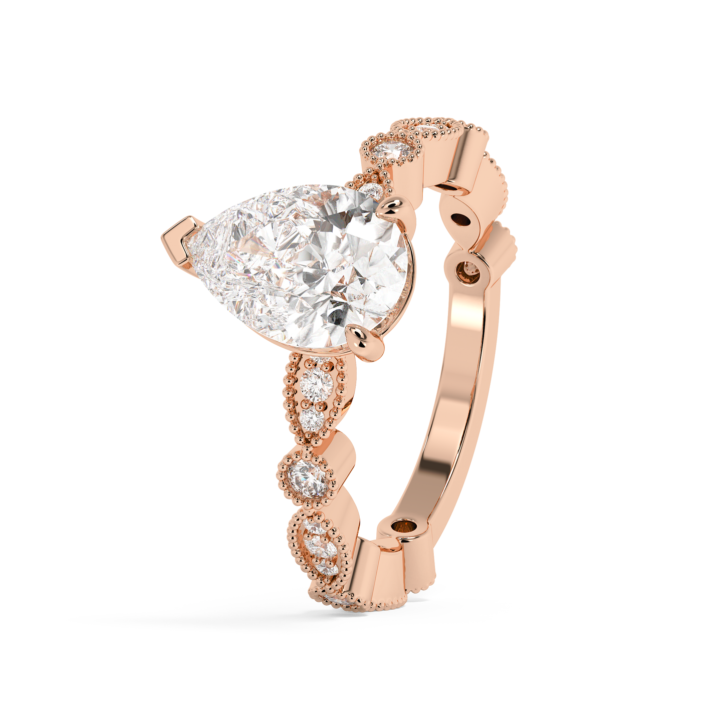 Emerald Solitaire Lab Grown Diamond Engagement Ring