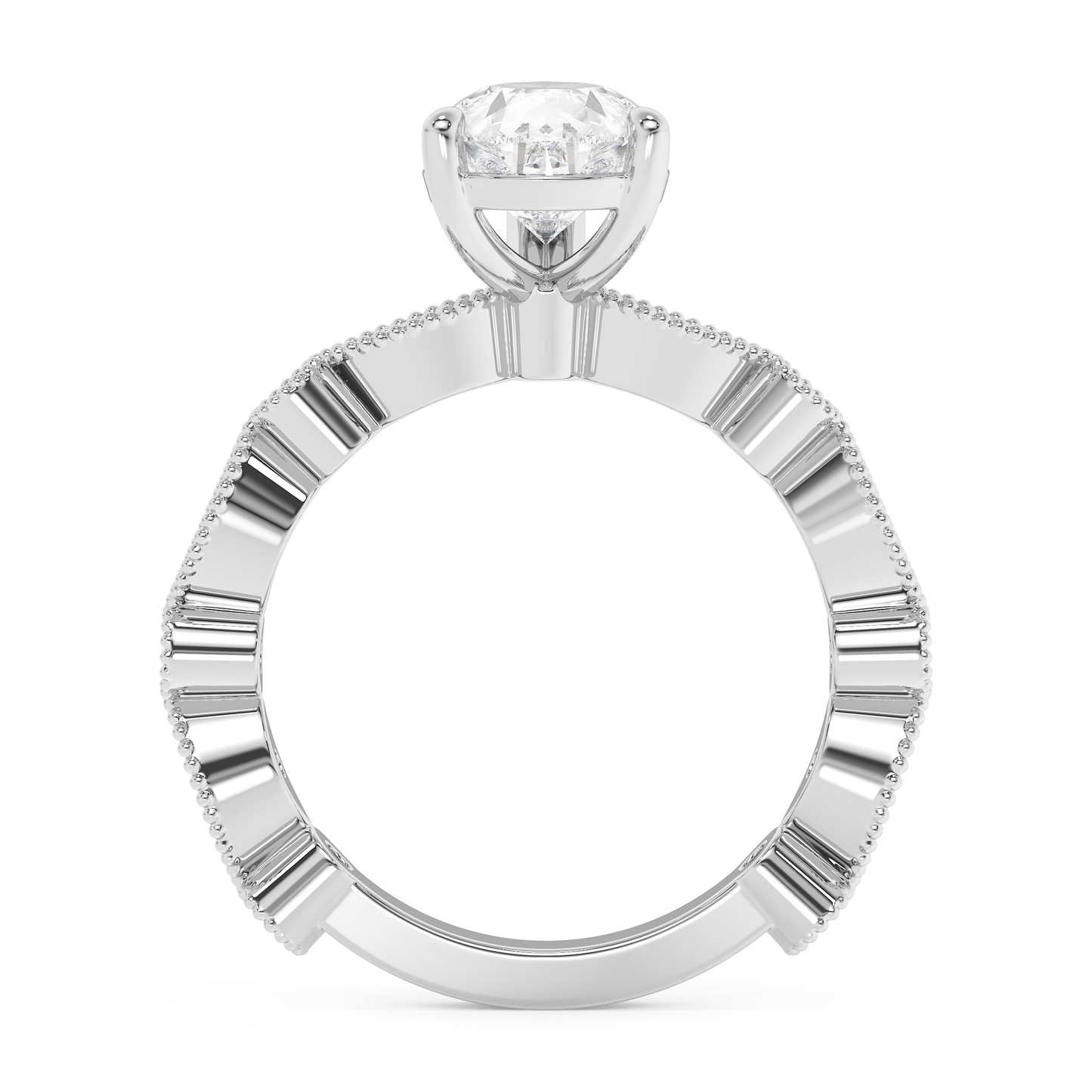Emerald Solitaire Lab Grown Diamond Engagement Ring