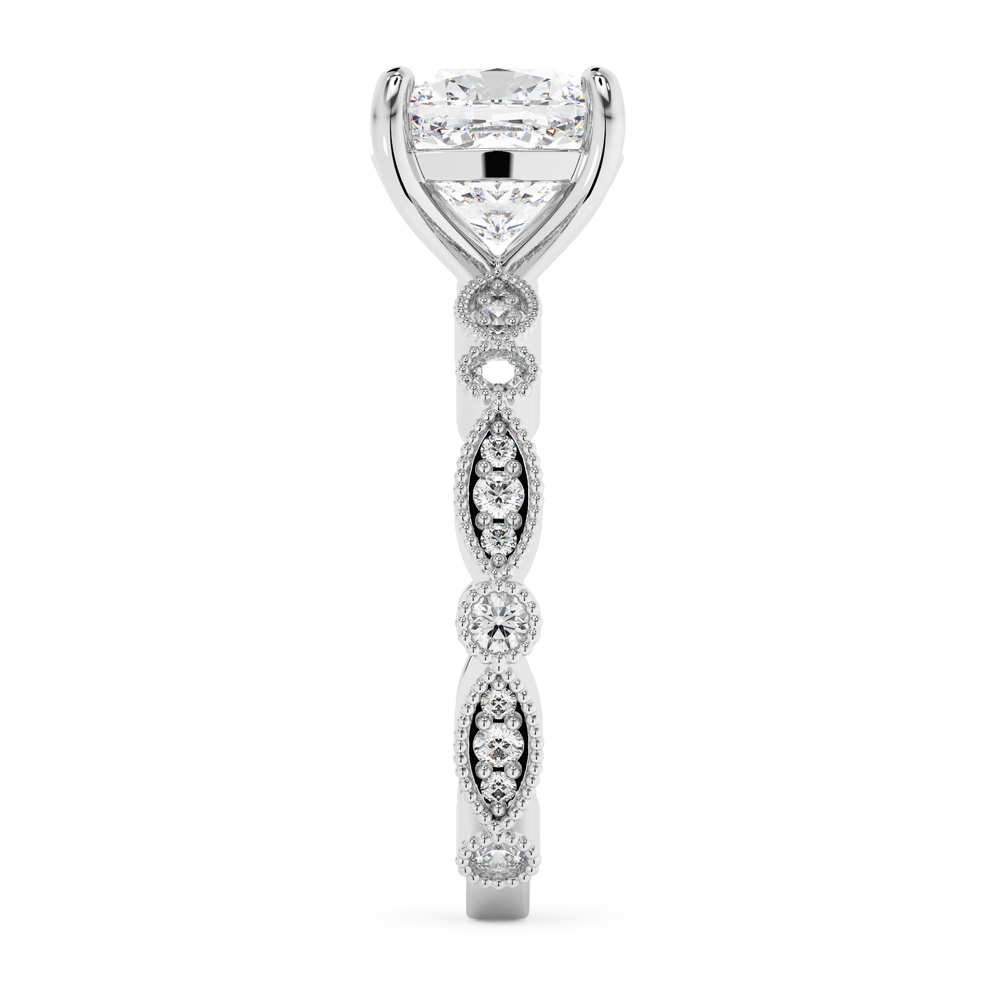 Emerald Solitaire Lab Grown Diamond Engagement Ring