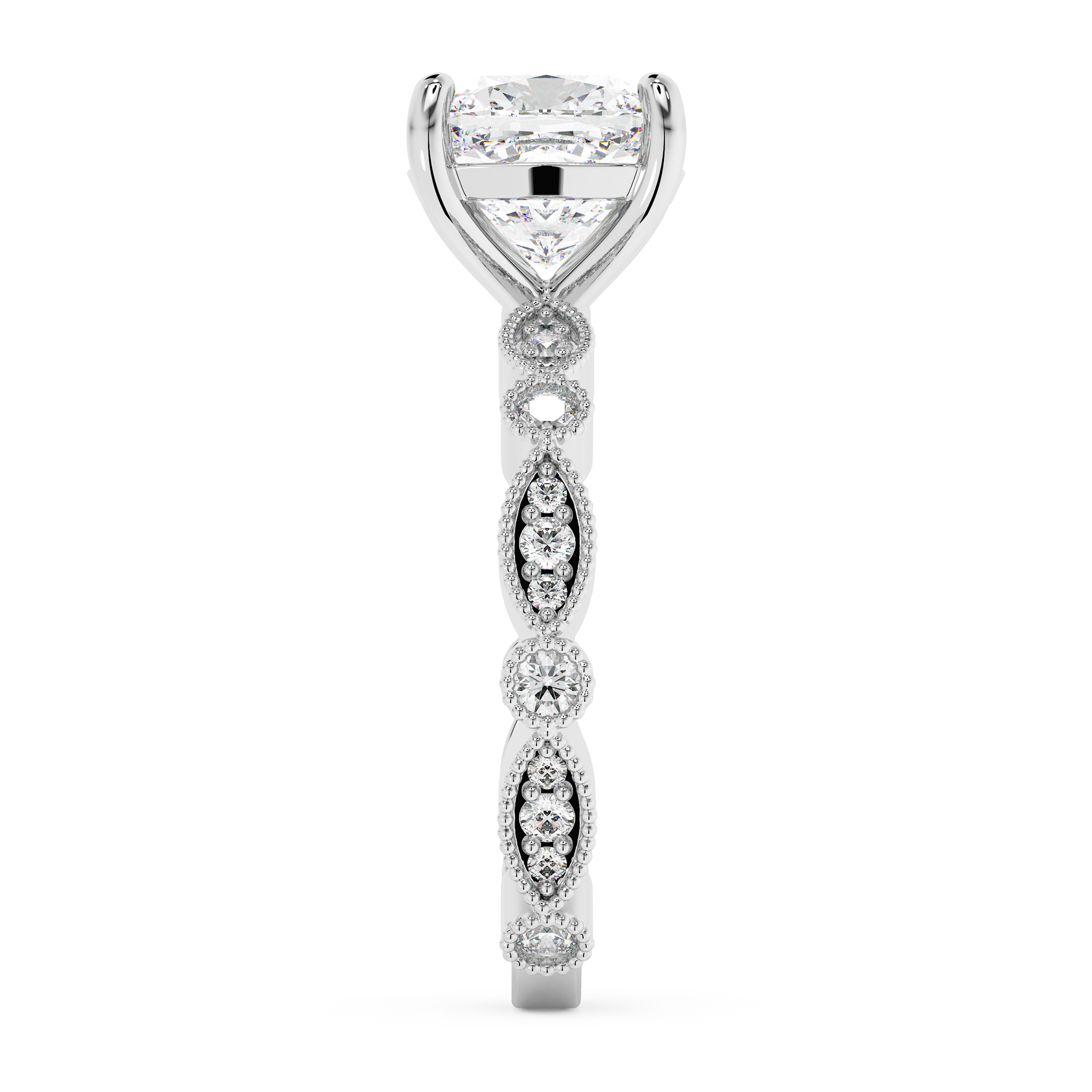 Emerald Solitaire Lab Grown Diamond Engagement Ring