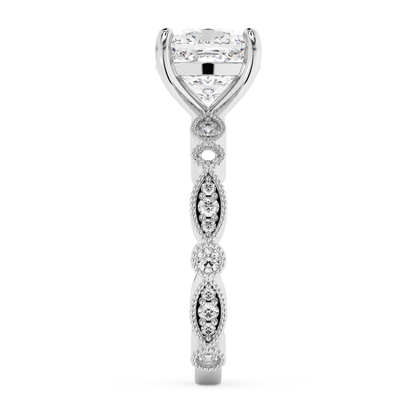 Emerald Solitaire Lab Grown Diamond Engagement Ring