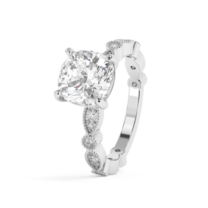 Emerald Solitaire Lab Grown Diamond Engagement Ring