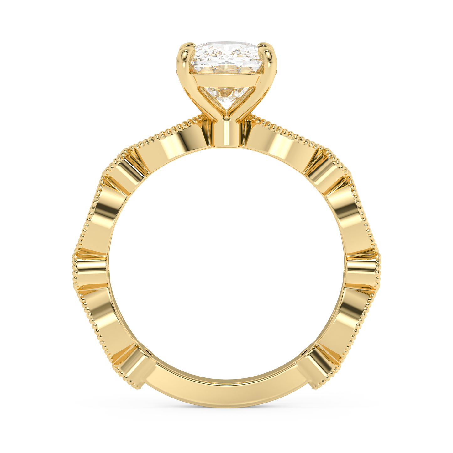 Emerald Solitaire Lab Grown Diamond Engagement Ring