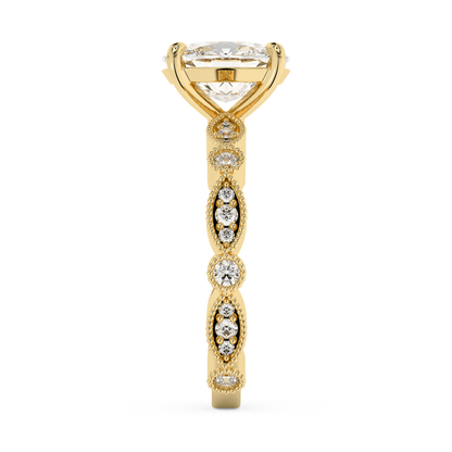 Emerald Solitaire Lab Grown Diamond Engagement Ring