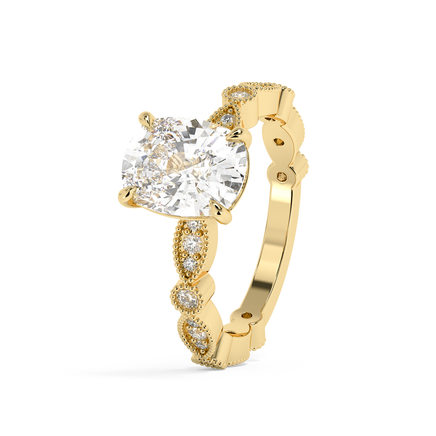 Emerald Solitaire Lab Grown Diamond Engagement Ring