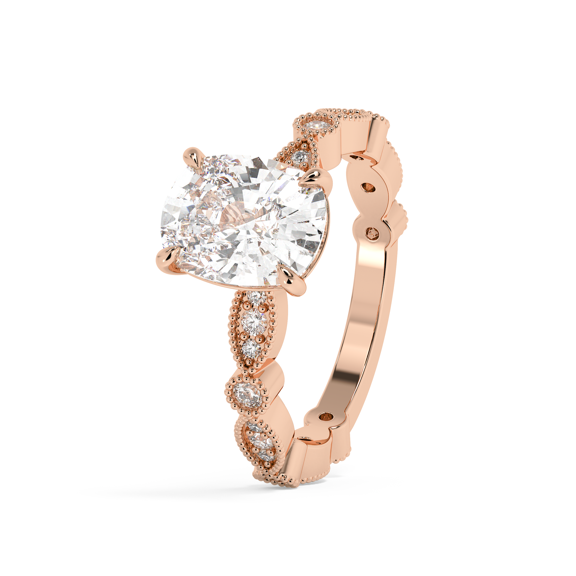 Emerald Solitaire Lab Grown Diamond Engagement Ring