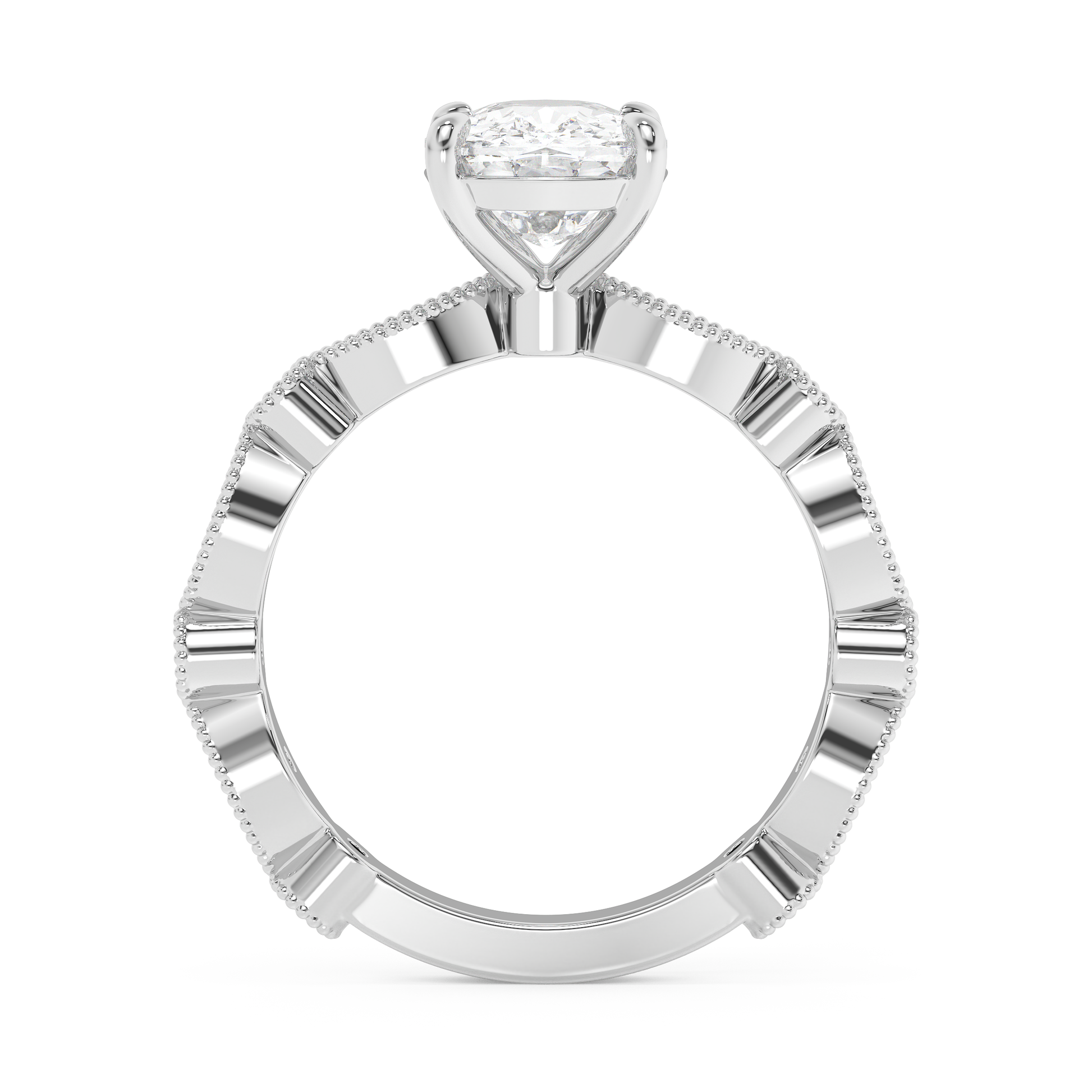 Emerald Solitaire Lab Grown Diamond Engagement Ring