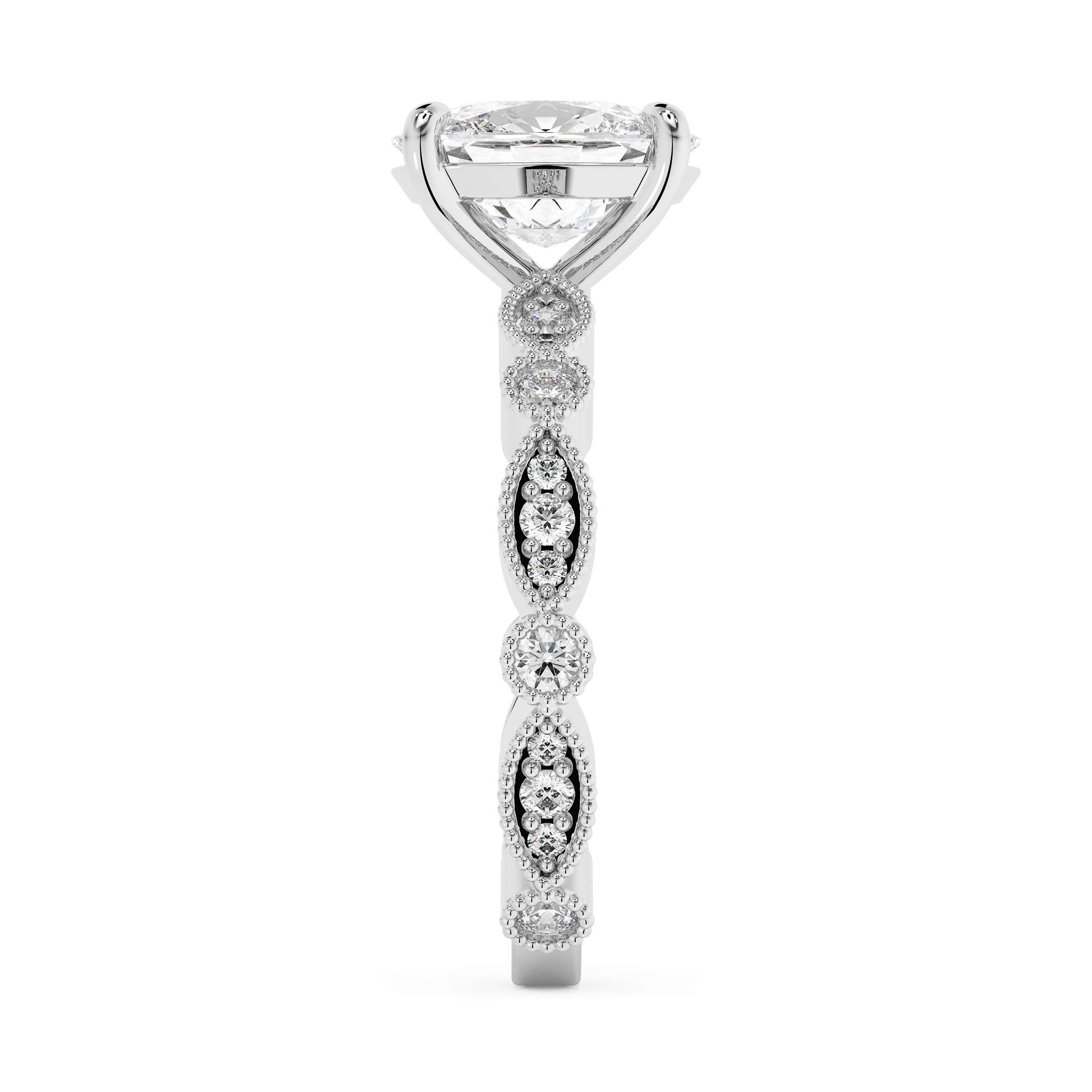 Emerald Solitaire Lab Grown Diamond Engagement Ring