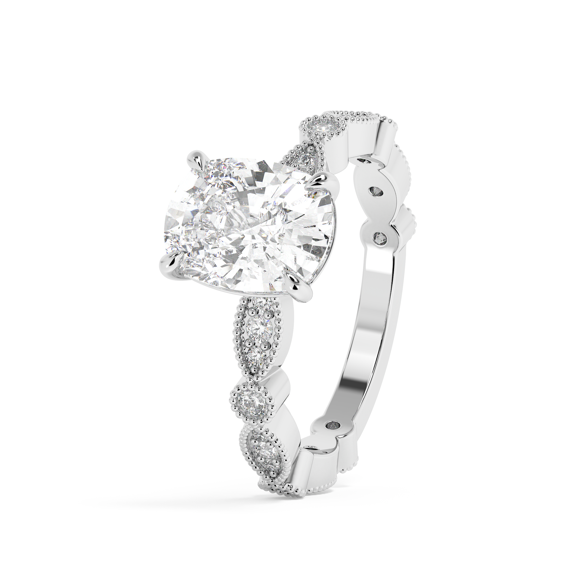 Emerald Solitaire Lab Grown Diamond Engagement Ring