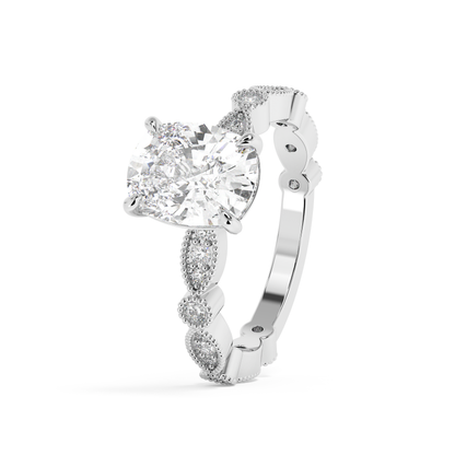 Emerald Solitaire Lab Grown Diamond Engagement Ring