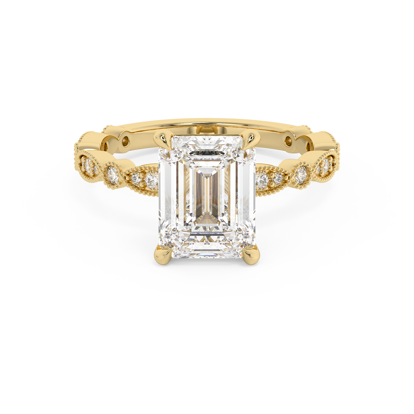 Emerald Solitaire Lab Grown Diamond Engagement Ring