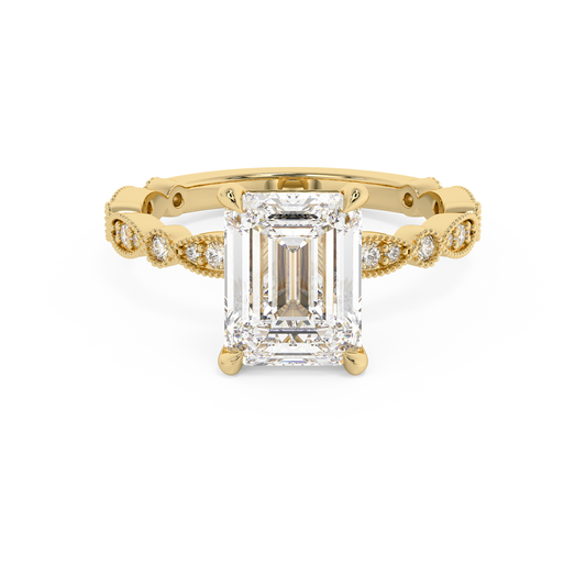 Emerald Solitaire Lab Grown Diamond Engagement Ring
