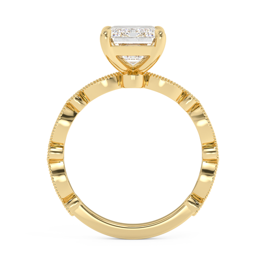 Emerald Solitaire Lab Grown Diamond Engagement Ring