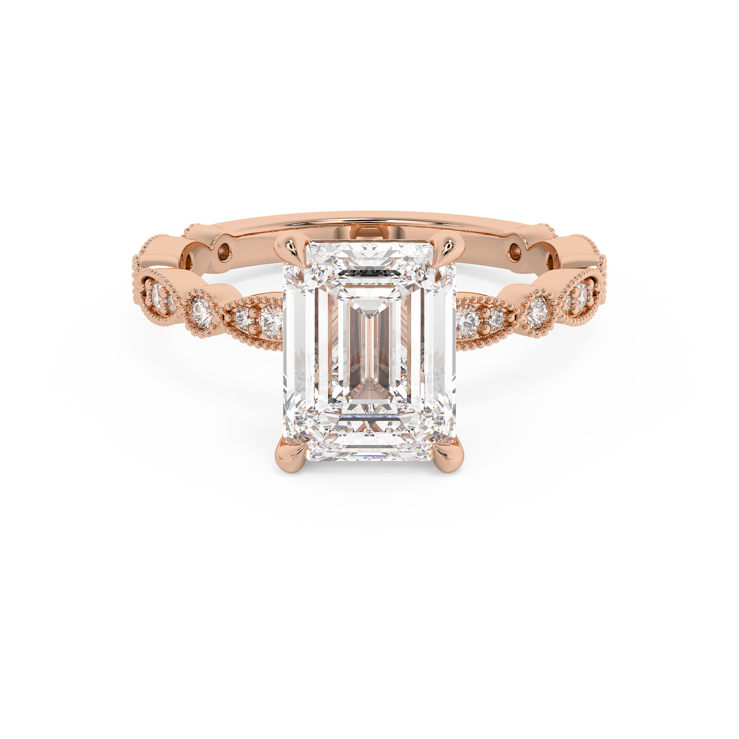 Emerald Solitaire Lab Grown Diamond Engagement Ring