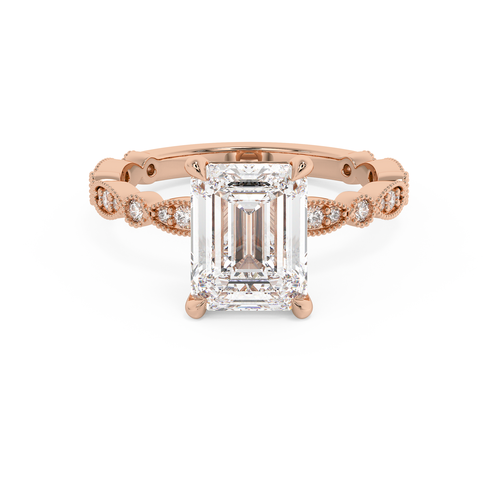 Emerald Solitaire Lab Grown Diamond Engagement Ring