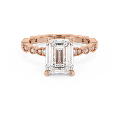 Emerald Solitaire Lab Grown Diamond Engagement Ring