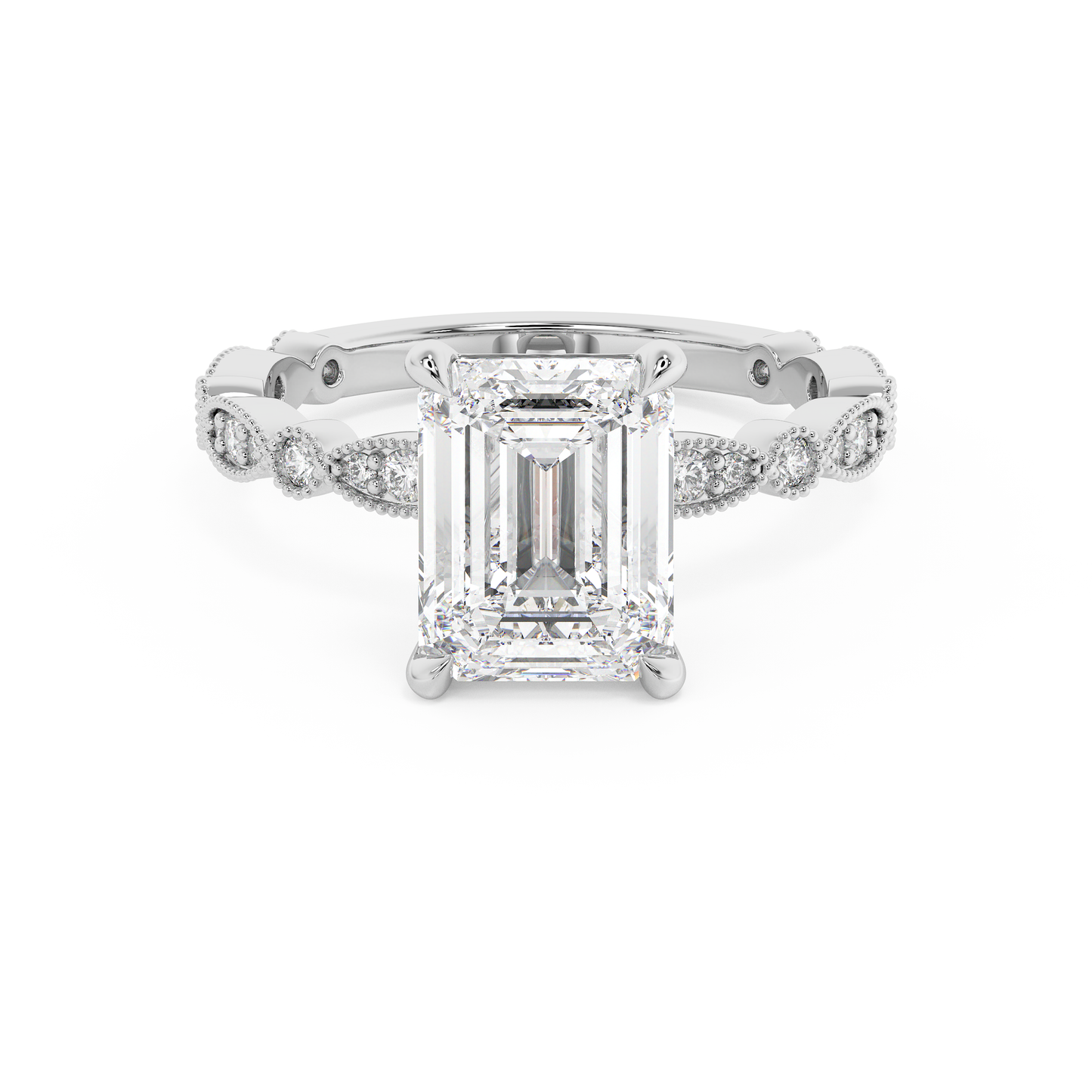 Emerald Solitaire Lab Grown Diamond Engagement Ring