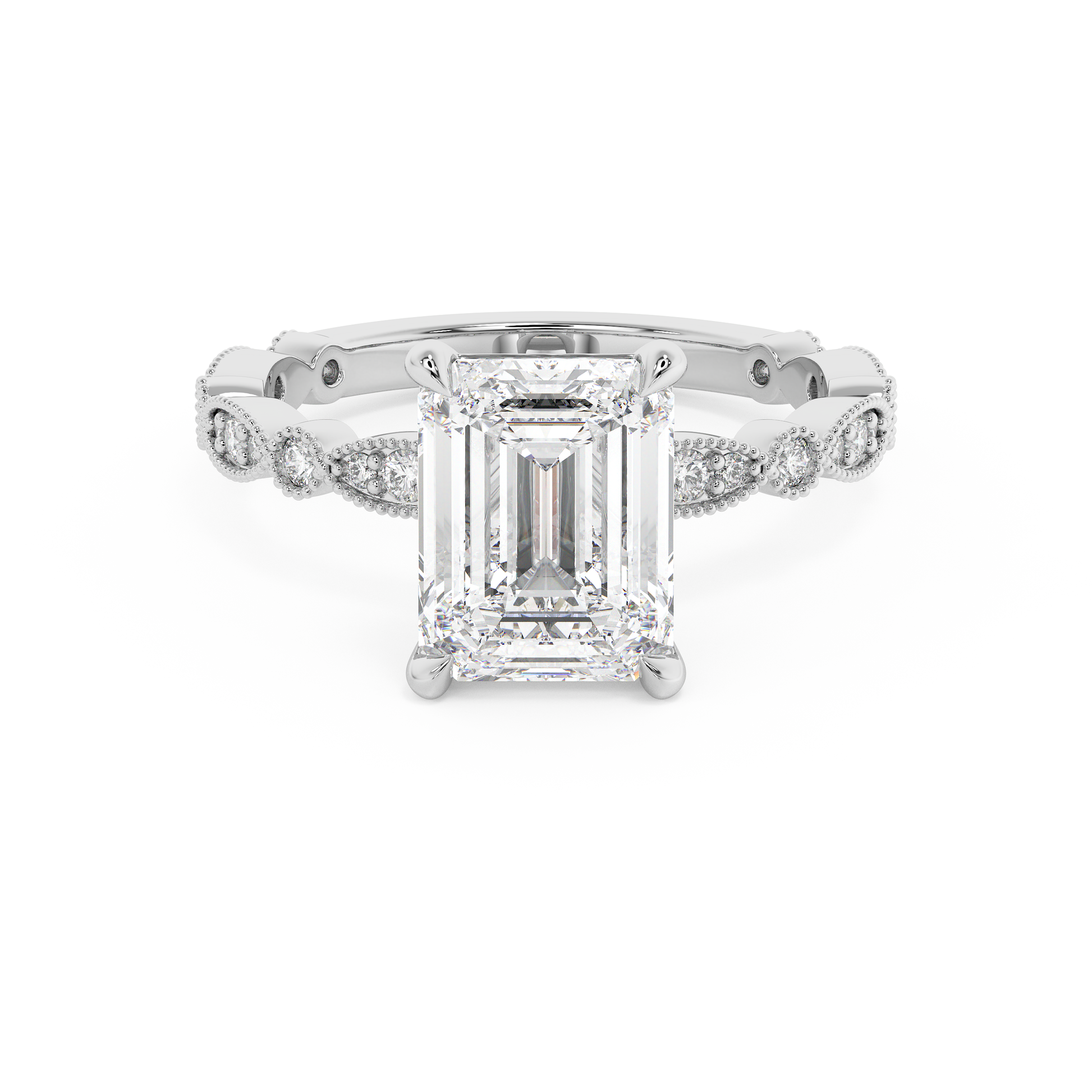Emerald Solitaire Lab Grown Diamond Engagement Ring