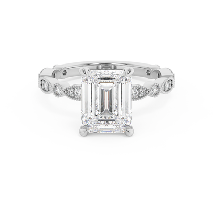 Emerald Solitaire Lab Grown Diamond Engagement Ring