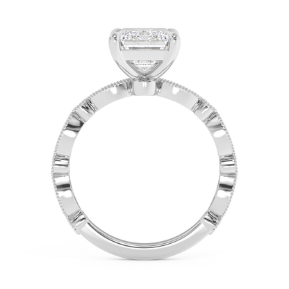 Emerald Solitaire Lab Grown Diamond Engagement Ring