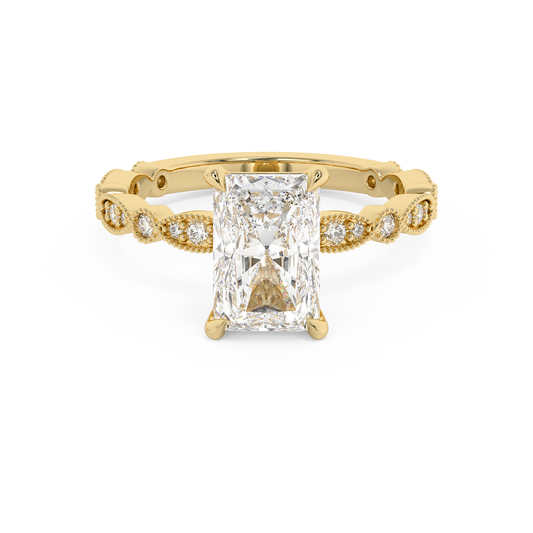 Emerald Solitaire Lab Grown Diamond Engagement Ring