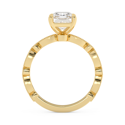 Emerald Solitaire Lab Grown Diamond Engagement Ring