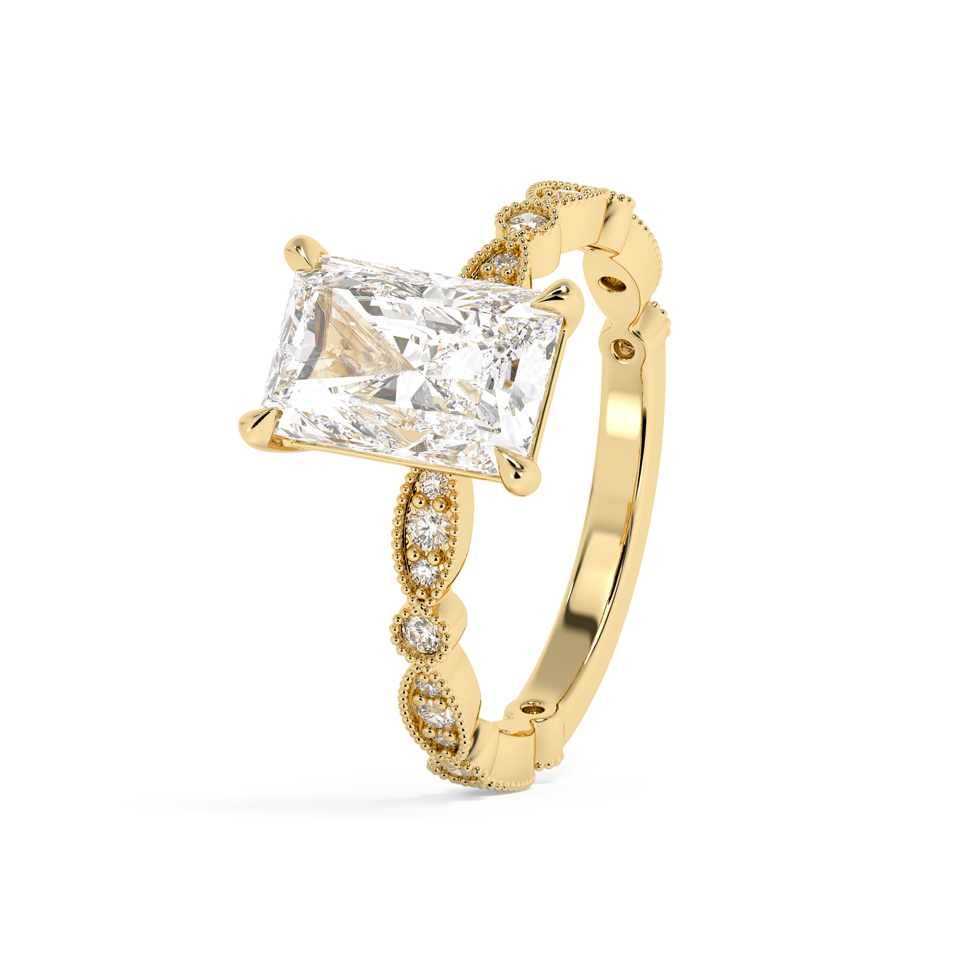 Emerald Solitaire Lab Grown Diamond Engagement Ring