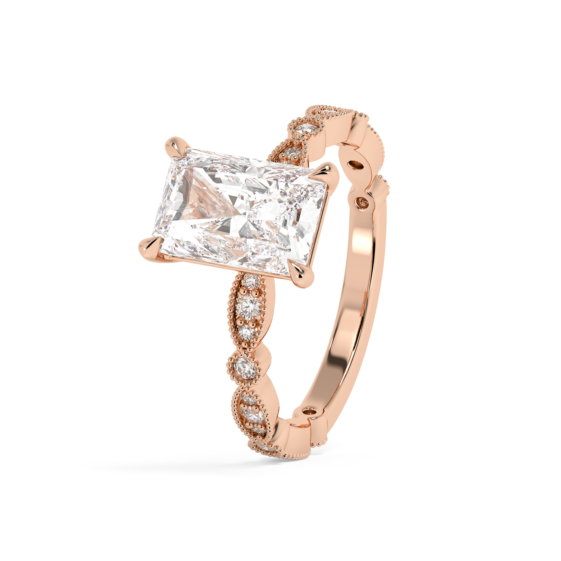Emerald Solitaire Lab Grown Diamond Engagement Ring
