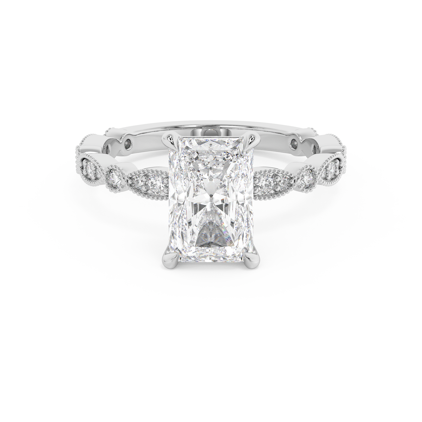 Emerald Solitaire Lab Grown Diamond Engagement Ring