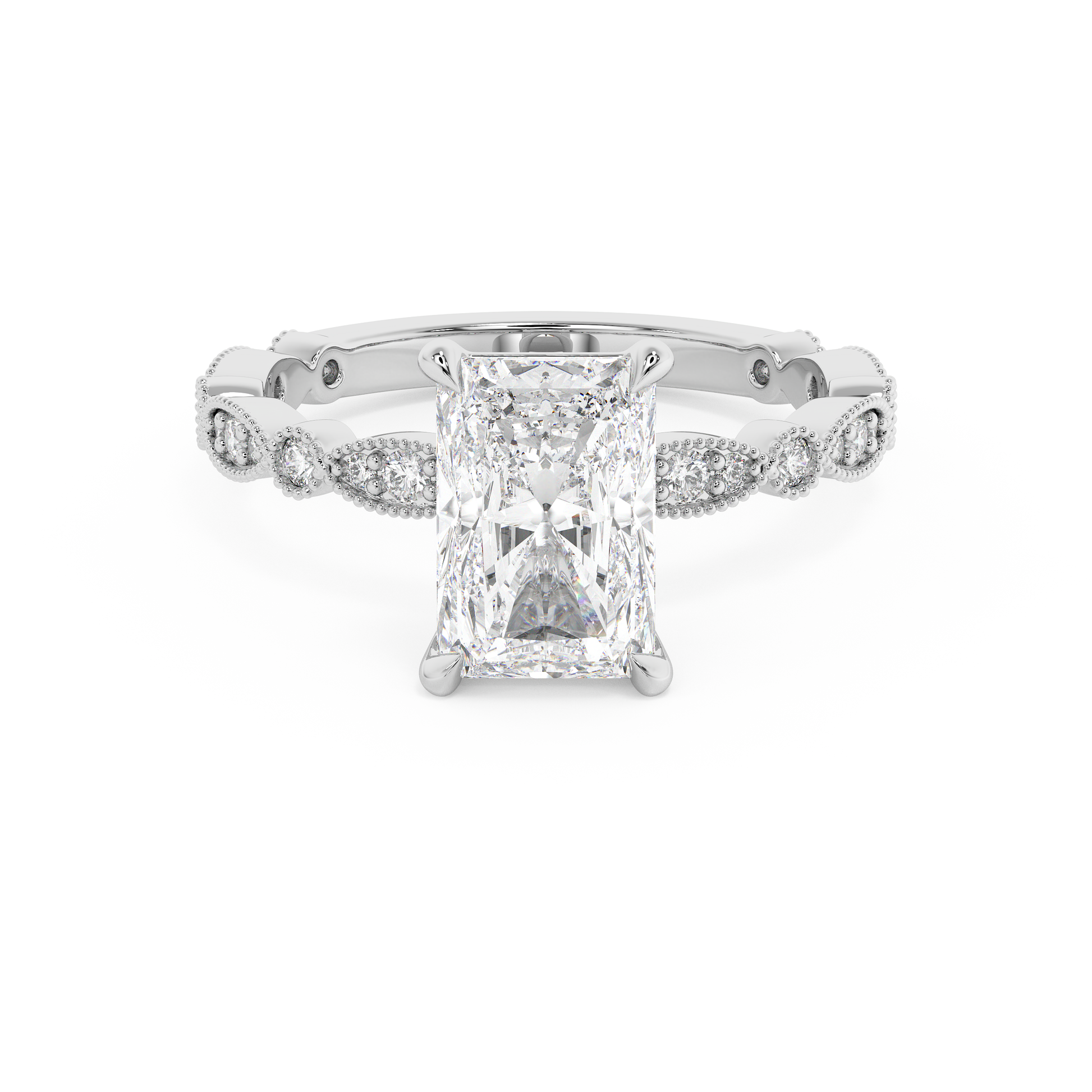Emerald Solitaire Lab Grown Diamond Engagement Ring