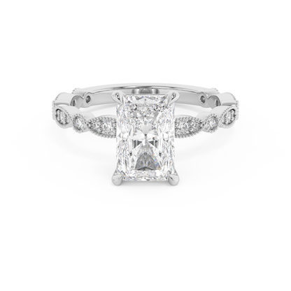 Emerald Solitaire Lab Grown Diamond Engagement Ring