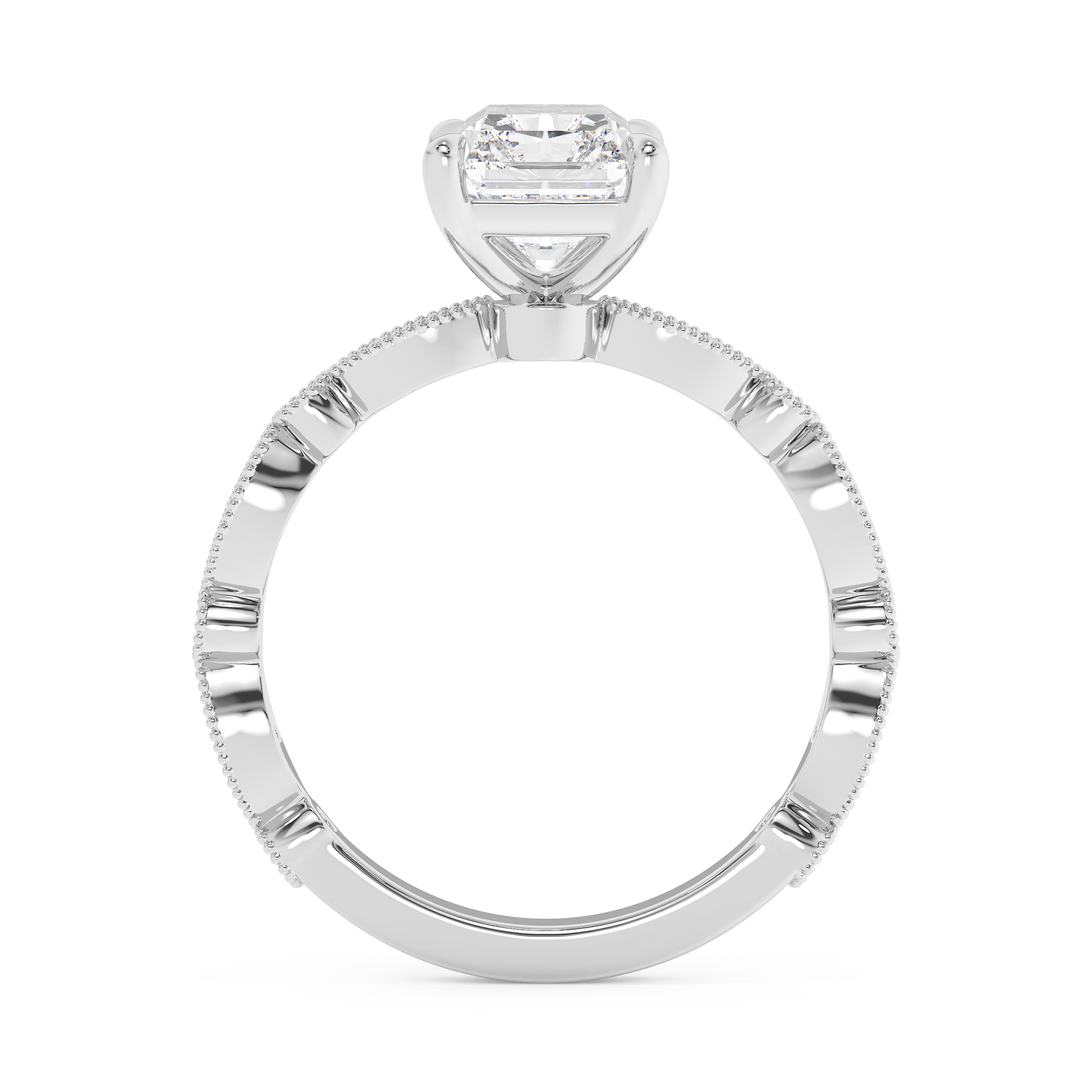 Emerald Solitaire Lab Grown Diamond Engagement Ring