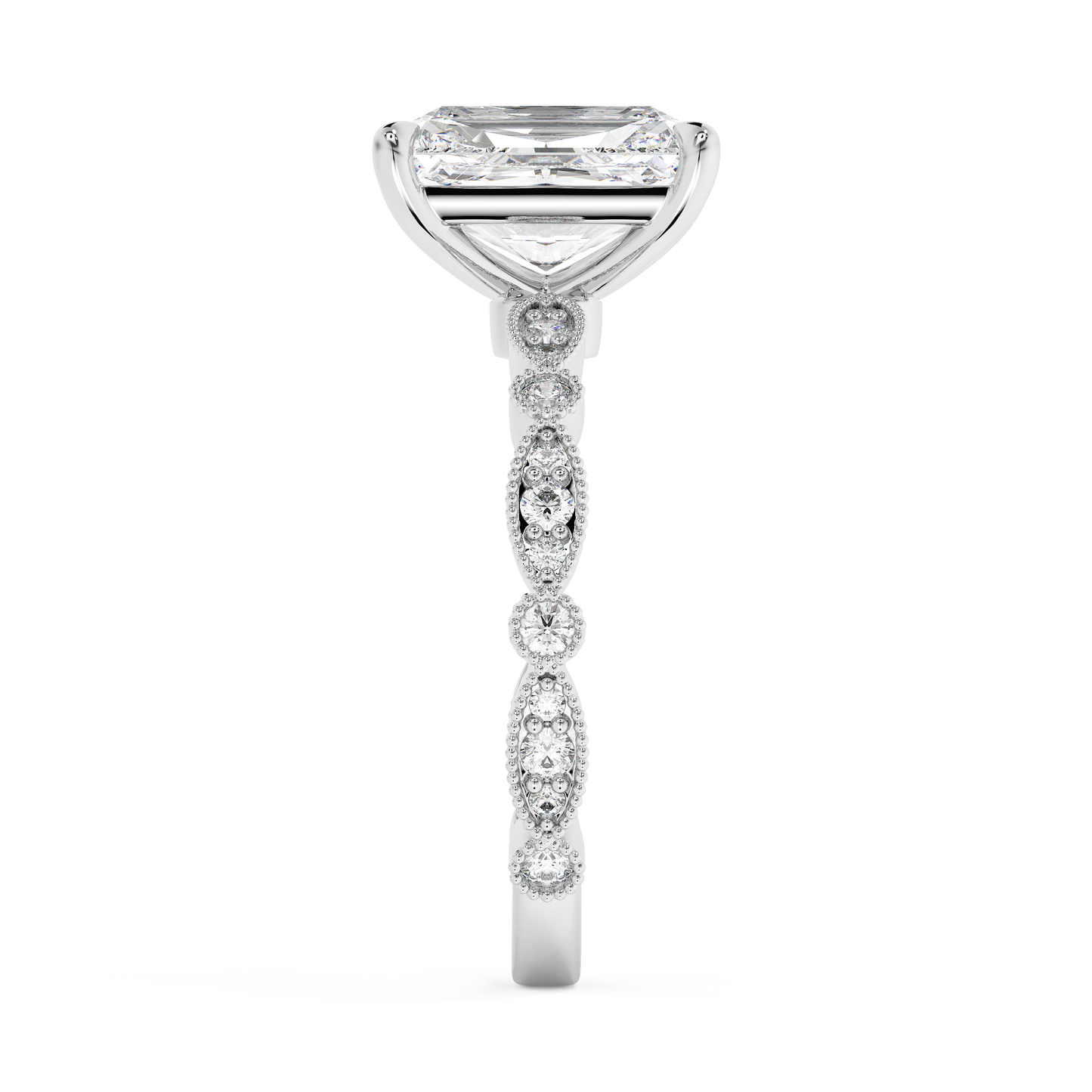 Emerald Solitaire Lab Grown Diamond Engagement Ring